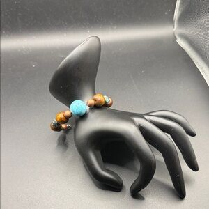 Turquoise and Brown Beaded Bracelet